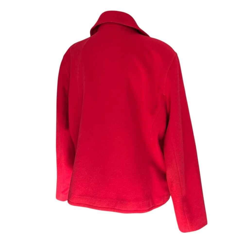 LizSport Red Wool Cashmere Pea Coat Vintage Womens Sz Large Quiet Luxury Classic - Picture 5 of 16